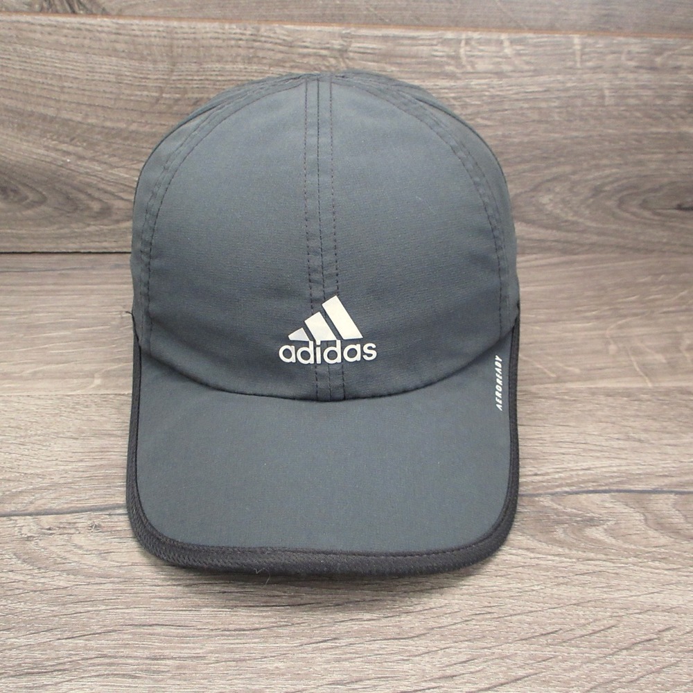Adidas Hat Cap Mens Strap Back Grey Aeroready Running Athletic Sport